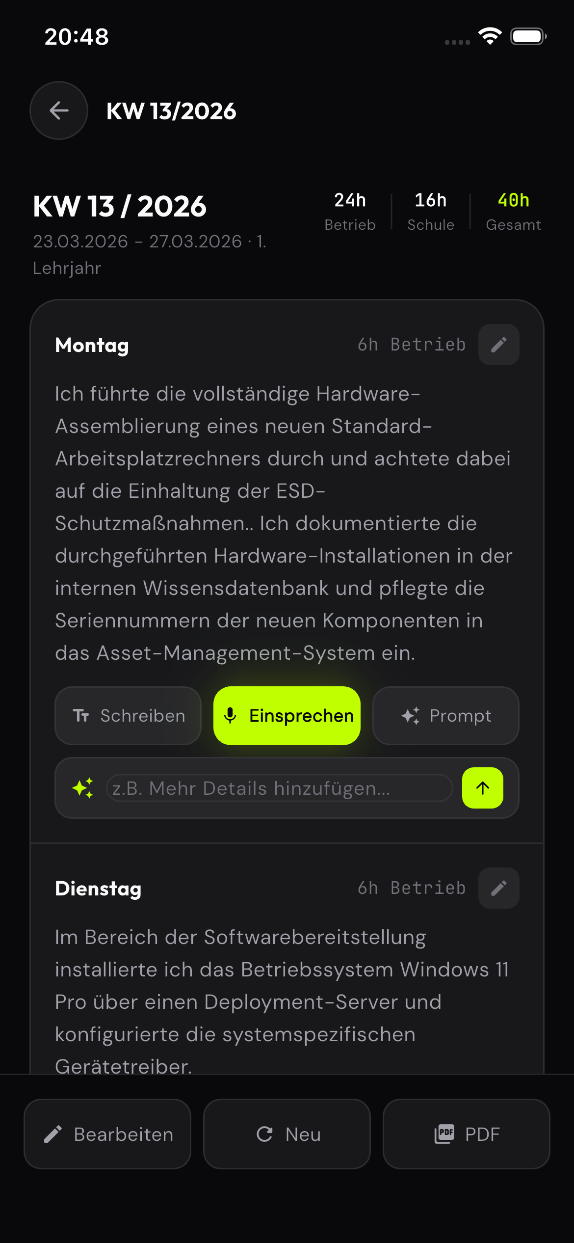 KI-Heft App: Fertiger Bericht